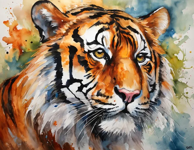 "an abstract oil painting of a majestic tiger."