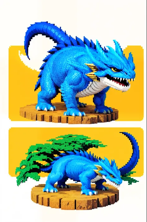 鸟山明风格，Flat pixel games《dragon quest》，Game monster design，（Western Dragon：1.4），Full body like，16-bit pixels