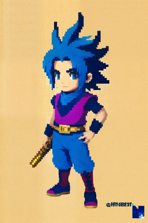 鸟山明风格，Flat pixel games《dragon quest》，Game monster design，（Western Dragon：1.4），Full body like，16-bit pixels