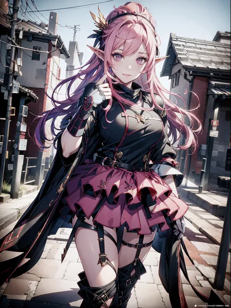 1 girl anime in a dress and hands wearing gloves, pink hair, cushart krenz key art feminine, portrait knights of zodiac girl, detailed key anime art, high detailed official artwork, detailed digital anime art, trending on artstation pixiv, 2. 5 d cgi anime...