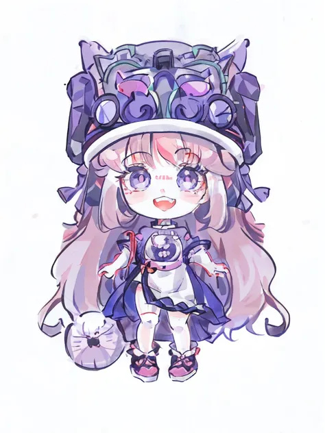 Anime girl with cat hat and cat tail holding cat, advanced digital chibi art, tchibi, lunar themed attire, Stylized anime, chibi monster girl, ahegao, Anime Stylization, anime moe art style, chibi girl, Chibi Art, small curvaceous loli, Detailed fanart, po...