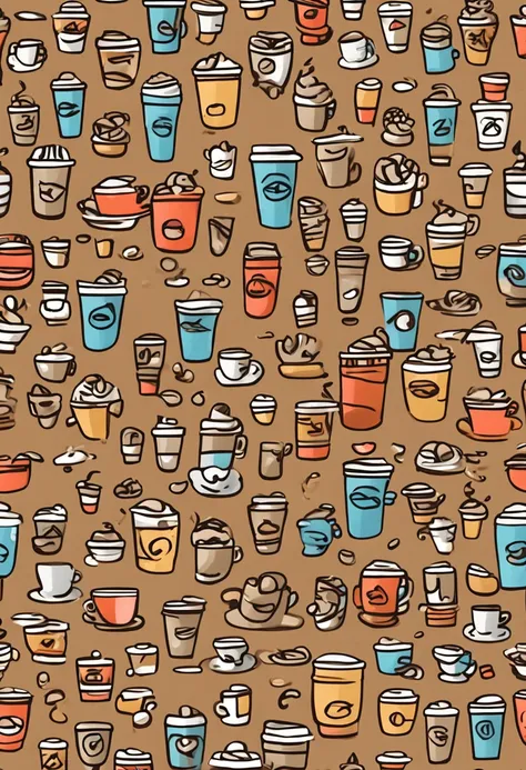 "(Coffee wall with variation of funny coffee icon and cute icon)"