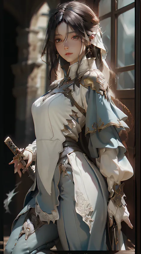 ((best qualtiy)), ((tmasterpiece)), (the detail:1.4), 3D, A beautiful fantasy female figure，Holding a precious sword，starryskybackground,HDR（HighDynamicRange）,Ray traching,NVIDIA RTX,Super-Resolution,Unreal 5,Subsurface scattering、PBR Texture、post-proces、A...