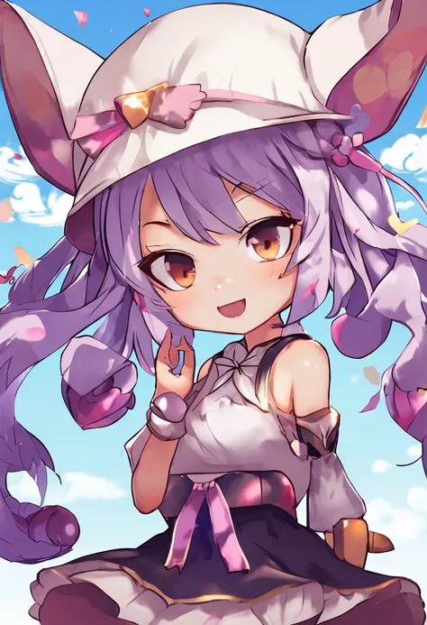 Make a grimace，Anime girl with cat hat and cat tail, small curvaceous loli, small loli girl, ahegao, shalltear from overlord, touhou character, from touhou, zerochan art, chibi monster girl, character art of maple story, lunar themed attire, Loli, chibi gi...