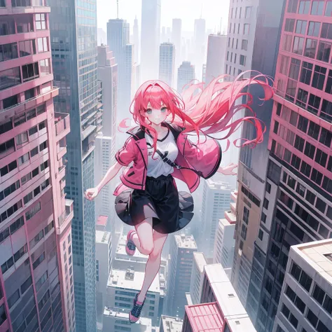 Pink-haired mom and red-haired daughter jumped from the top of a skyscraper