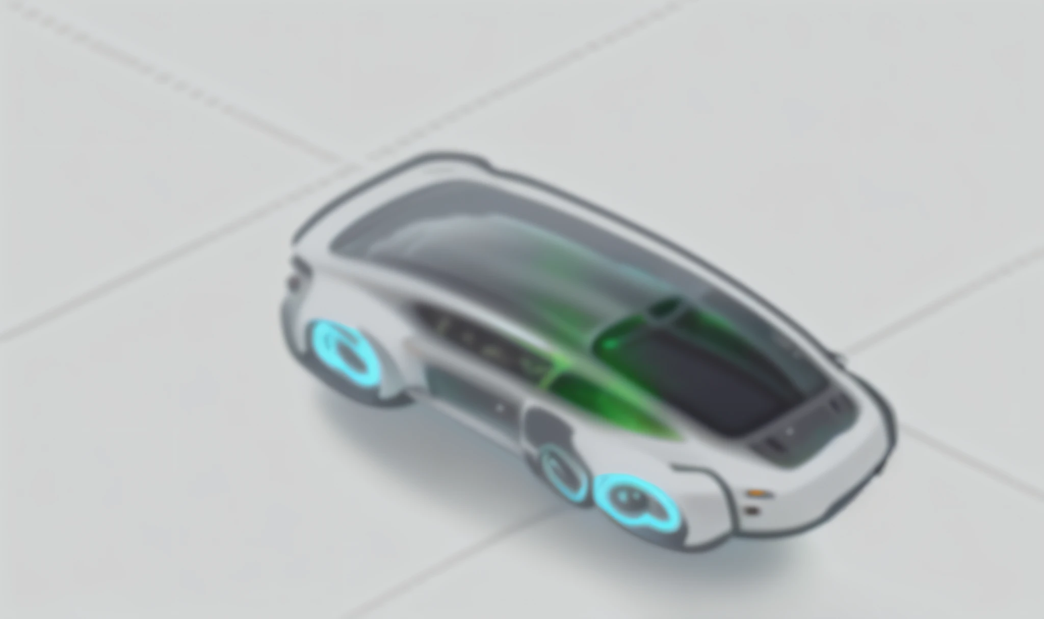 There is a small car with a green light in front, futuristic product car shot, Hologram paint car, car concept, Futuristic car, Futuristic chrome vehicle, futuristic car concept, webdesign icon for solar carport, sci-fi car, concept ar, car concept art, Fu...