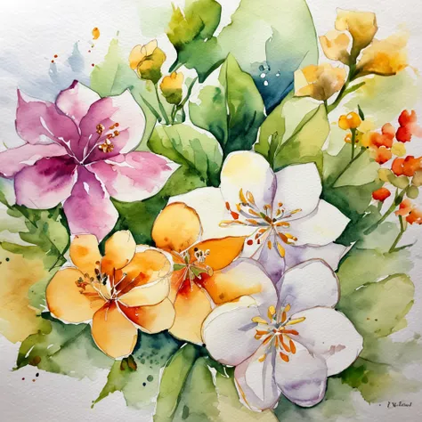 laurels，Hexagonal elements，Yunnan elements，the watercolor style，kawa