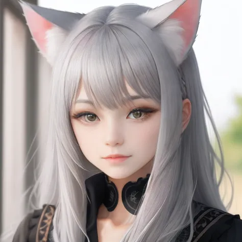 Cats ears and gray hair