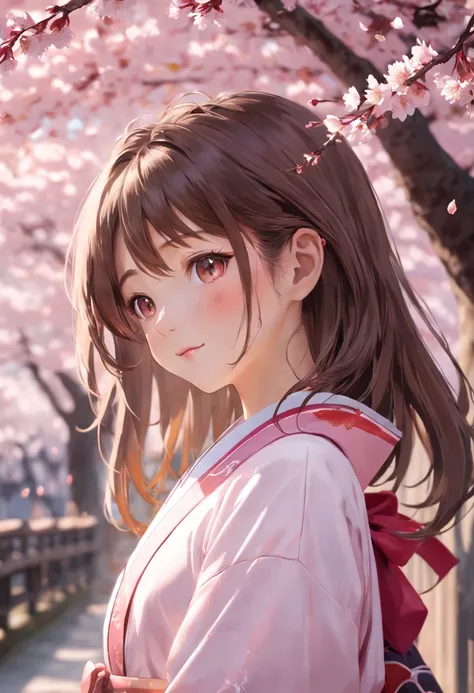 (Masterpiece, Daylight portrait:1.3), (A charming image of a Japanese teenager under cherry blossoms:1.2), (Sony A6400 camera, Known for its fast autofocus and detail preservation:1.2), (Paired with Sony E 50mm f/1.8 OSS lenses，Captures clear and detailed ...