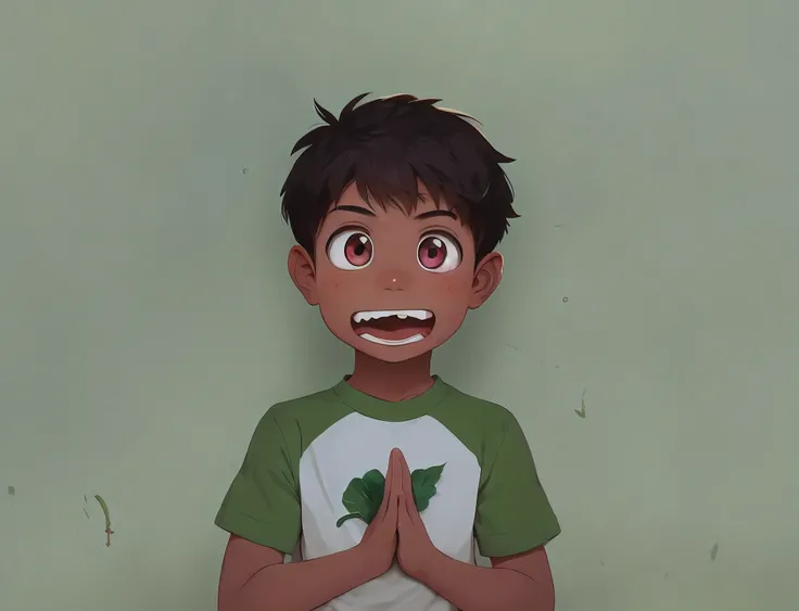 menino dos desenhos animados com uma camisa verde e camisa branca e uma camisa verde, em estilo anime, personagem estilo anime, inspirado em Goro Fujita, Retrato de um pequeno personagem, Retrato do conceito do personagem de mim, jovem homem de anime, como...