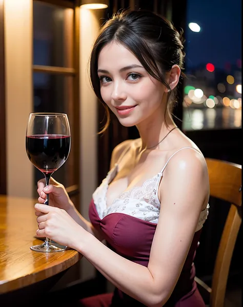 (64K, UHD, top quality, masterpiece: 1.2), (realistic, photorealistic: 1.37), super detailed, pretty woman 1 person, (slim face), (slim body), (brown hair), (short cut), cheeks slightly blushing, (44 years old), 38 years old, solo, beautiful detailed urban...