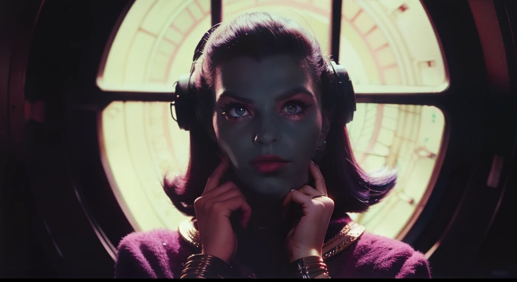 8k portrait of a 1960s science fiction film by Wes Anderson, Vogue anos 1960, pastels colors, There are people wearing weird futuristic masks and wearing extravagant retro fashion outfits and men and women wearing alien makeup and old ornaments with mechan...