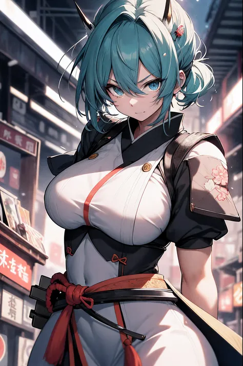 ultra-detailliert, illustratio、profetional lighting、pretty skin、Her eyes shone like stars、 disheveled hair、Glossy hair、shinny skin、Curvaceous but slender、1 maid、Background with：Battle of Okehazama、well-muscled、short-haired、Backgrounds with depth、I can see ...