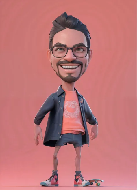 cartoon man with a beard and glasses on a skateboard, 3 d demo reel avatar, 3 d character, 3d character, 3 d artist, charicature, caricature style, 3 d character render, highly detailed character, for hire 3d artist, caricature illustration, toon rendering...