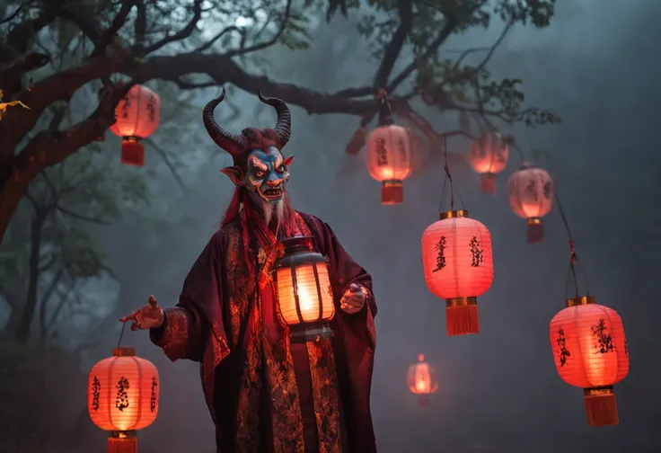 "A mesmerizing and haunting portrayal of the Night Parade of One Hundred Demons – a masterpiece with impeccable quality, depicting a mystical and ethereal atmosphere. Capture the essence of the parade with intricate details, immersive lighting and shadows,...