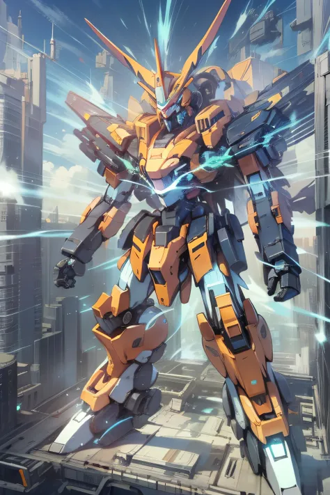 "majestic mecha exuding its unparalleled might, radiating an awe-inspiring aura,big aura