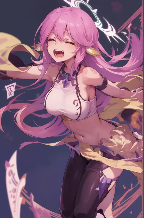 Best quality, Jibril, (perfect anatomy), drooling, pain, standing, ((upper body))