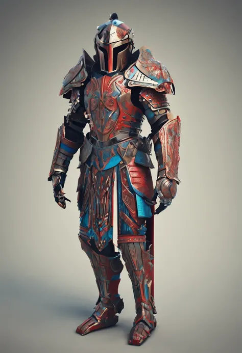 fantasy warrior, constructivism art-inspired armor design, intricately detailed, photorealistic, 8k ultra graphics.