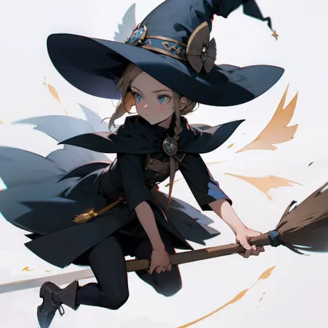 Witch flying astride a broom