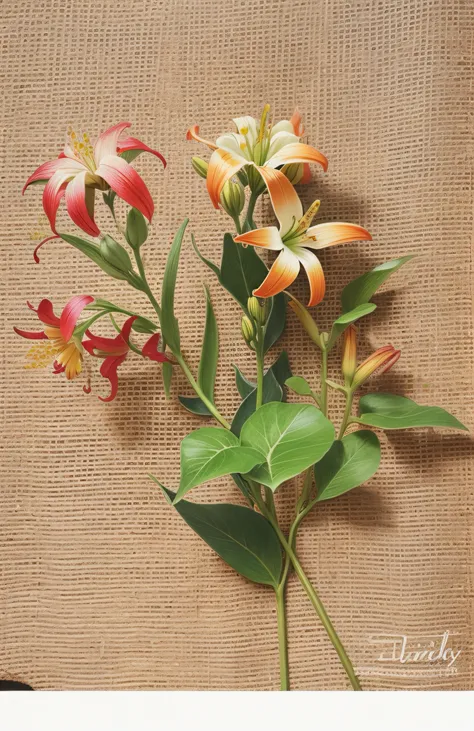 Garland lily，Botanical painting，HDR