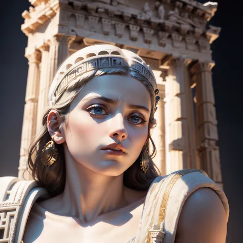 Sticker, Acropolis (Greeks) , White background, Mighty （Vermeer） styled, 12K, High quality, HD, rendering by octane, Cinematic lighting