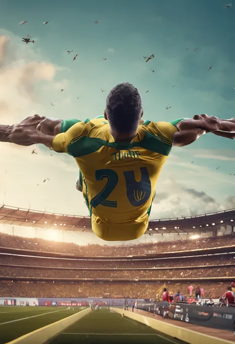 jogo de futebol no Planeta Marte, Brazilian National Team, luas no ceu, realistic cinematic 4K