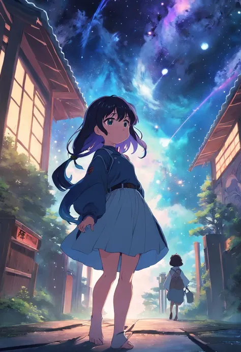 galaxy, Ghibli style, anime