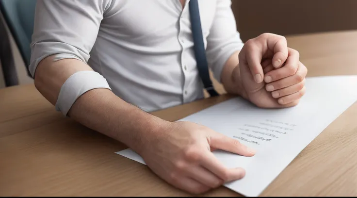 Adult Male，Hands holding white paper