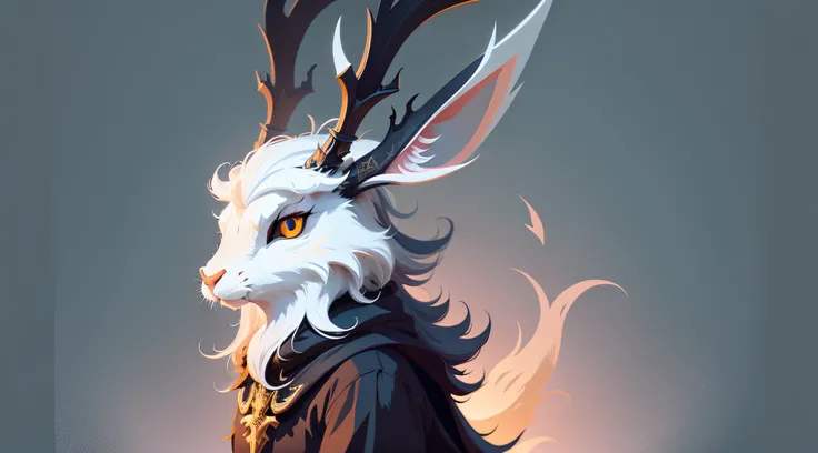 jackalope character, fantasy, vector art, flat design, Ultra high details.