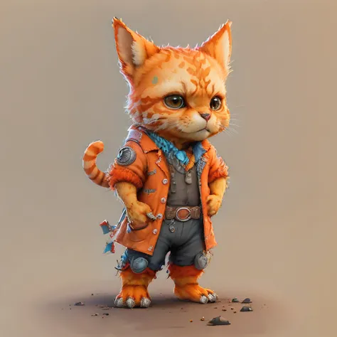 Has the appearance of an orange cat and dresses up in a human form