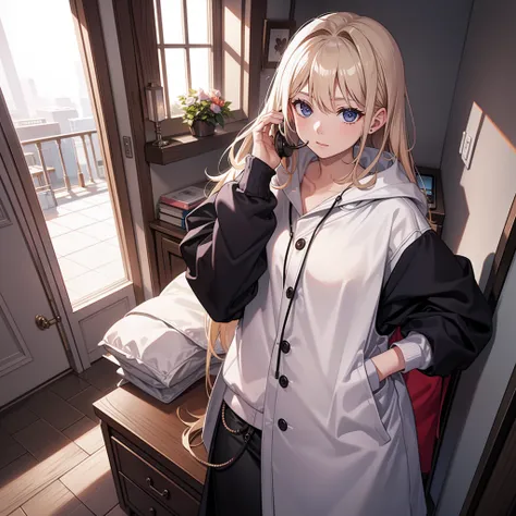 A woman who is，Make phone calls in your room