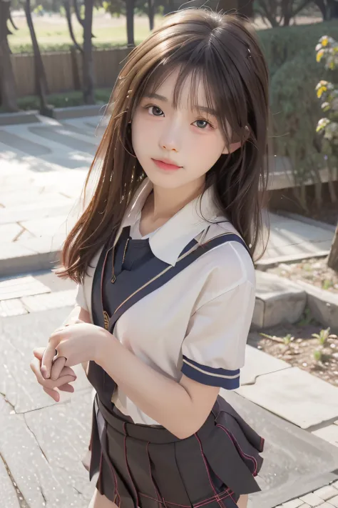 best quality, masterpiece, 超高分辨率, (photorealistic:1.4), raw photo, 1girll,short-sleeved jk school uniform