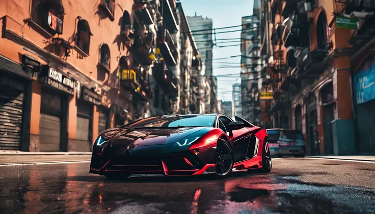 a close up of a lamborghini car parked on a city street, wallpaper mobile, cinematic poster, phone wallpaper, like matrix, motivational poster,black color lamborghini car,  money raining from the sky,cinematic 4 k wallpaper, cinematic 4k wallpaper, matrix ...