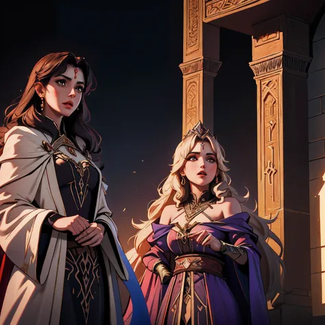 castlevania lord of the shadows hyper realistic super detailed princess with her servants moroccan caftan cutscenes scenes movie...