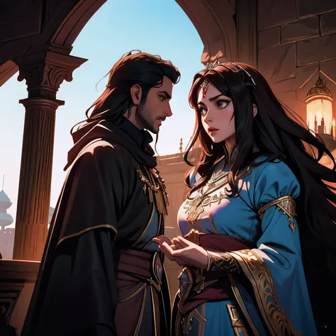 castlevania lord of the shadows hyper realistic super detailed princess with her servants moroccan caftan cutscenes scenes movie...