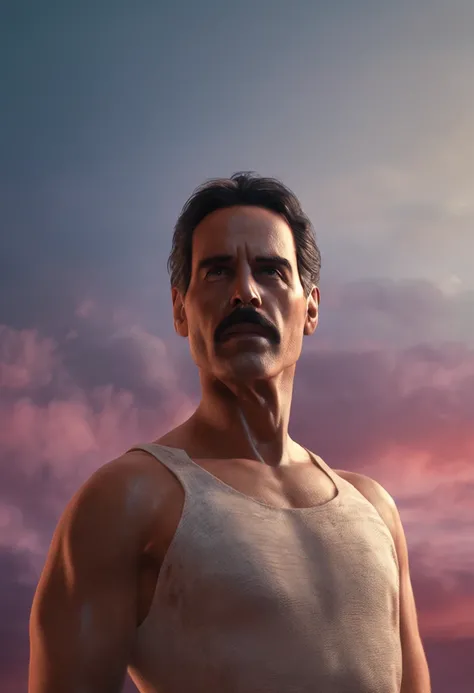 jesus christ, Inner peace, 8K, Soft light, cinematic, hightquality, Freddie Mercury, Face Up, Front face