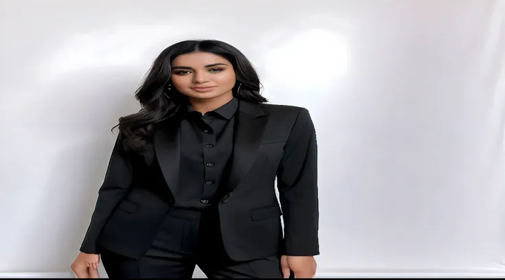 there is a woman in a black suit posing for a picture, in a black suit, wearing black suit, wearing a black suit, wearing black business suit, woman in black business suit, with a business suit on, black suit, wearing a fancy black jacket, young female in ...