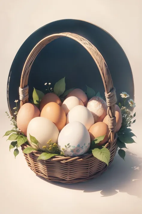 A basket of eggs，A basket of eggs，Beautiful illustrations