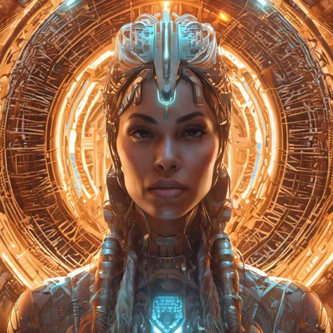 Futuristic portrait of Indian female doctor with blonde hair, symetry, Depth of field, Intricate, elegant, Highly detailed, Digital painting, art  stations, concept-art, smooth, Sharp focus, illustration, as imagined by greg rutkowski and borris vallejo，hu...