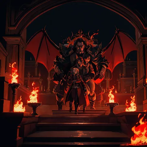 Castlevania lords of the shadows Devil and demons in hell blazing fire super detailed Dynamic shot master piece scene cinématique scènes movie filme