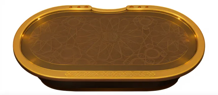 There is a gold tray，There is a design on it, detailed wooden table, ornate border + concept-art, playing card back, ornate turkic palace background, tabletop game board, tarot card background, highly detailed and ornated, game table, Highly detailed wide ...