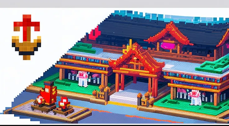 Chinese Ghost Festival，Middle Metaverse，The mysterious aura of ghosts, Pixel art #pixelart