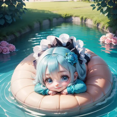 Cute Baby Chibi Anime,Aqua blue roses,The best smile, Rose Museum in Kazanlak