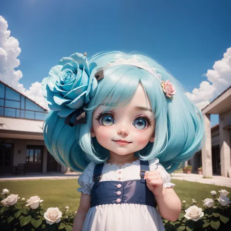 Cute Baby Chibi Anime,Aqua blue roses,The best smile, Rose Museum in Kazanlak