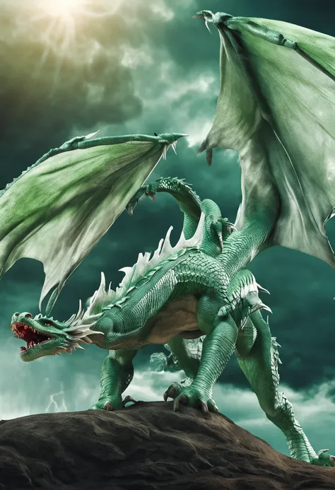 Under the white dragon is the green dragon