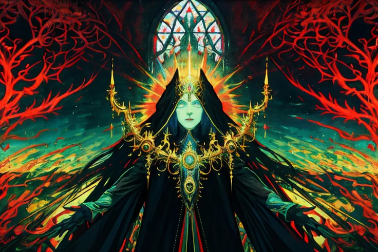 rays of black light, Ultra HD, painting of a：Jan van Eyck, Jheronimus Bosch, Neo-Gothic, Gothic, rich deep color. beksinski painting, Courtesy of Adrian Ghenie and Gerhard Richter. Works by Takahito Yamamoto. Masterpiece. Intricate artwork by Tooth Wu and ...