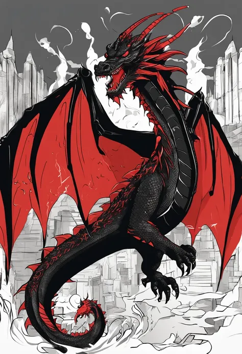 Under the red dragon is the black dragon, and under the black dragon is the white dragon, anime style