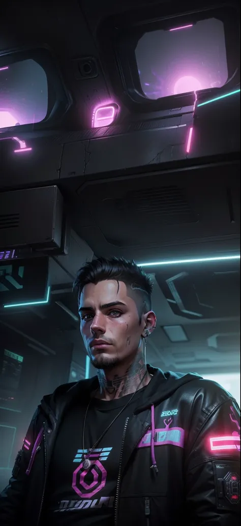 Mudar fundo cyberpunk menino bonito, Rosto realista,8k,ultra realistic.