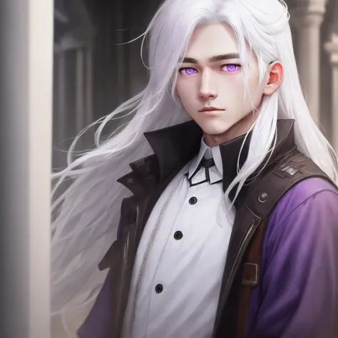 White hair
1 man
Purple eyes