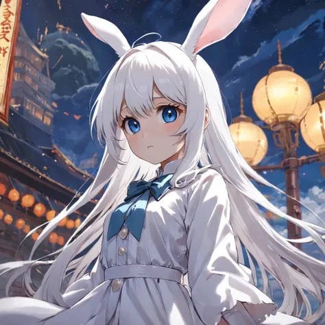 Maiden White Rabbit White Hair JK White Silk bow